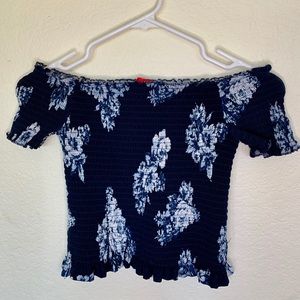 💰Blue Summer Floral Off the Shoulder Top